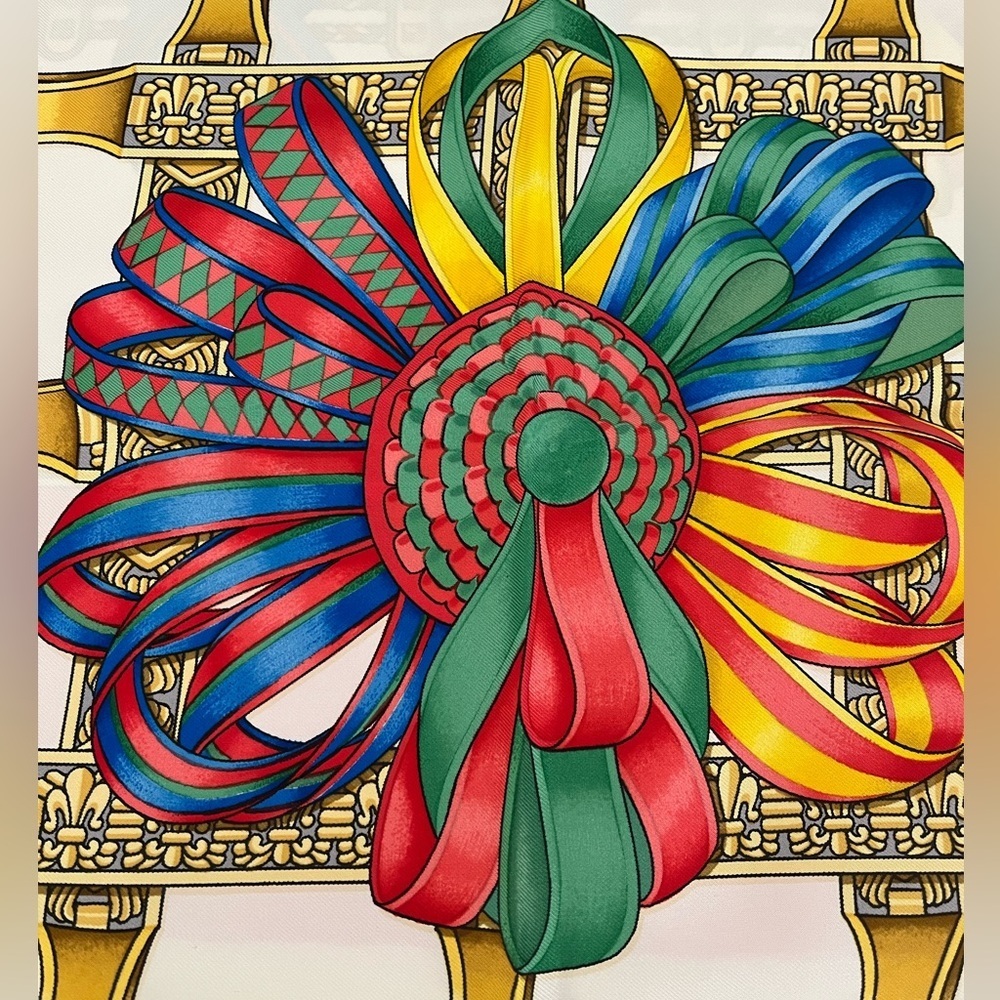 HERMES Les Rubans Du Cheval Silk Scarf by Joachim Metz Rare EUC 1988--93 - Picture 17 of 17